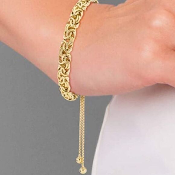 Handmade Gold over 925 Byzantine Bolo Bracelet - Picture 6 of 6